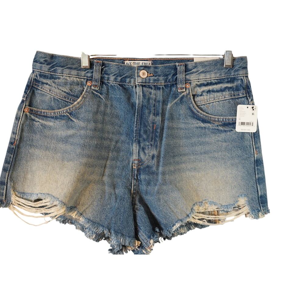 Free People We The Free Now Or Never Denim Shorts Cutoff High Rise NWT 31